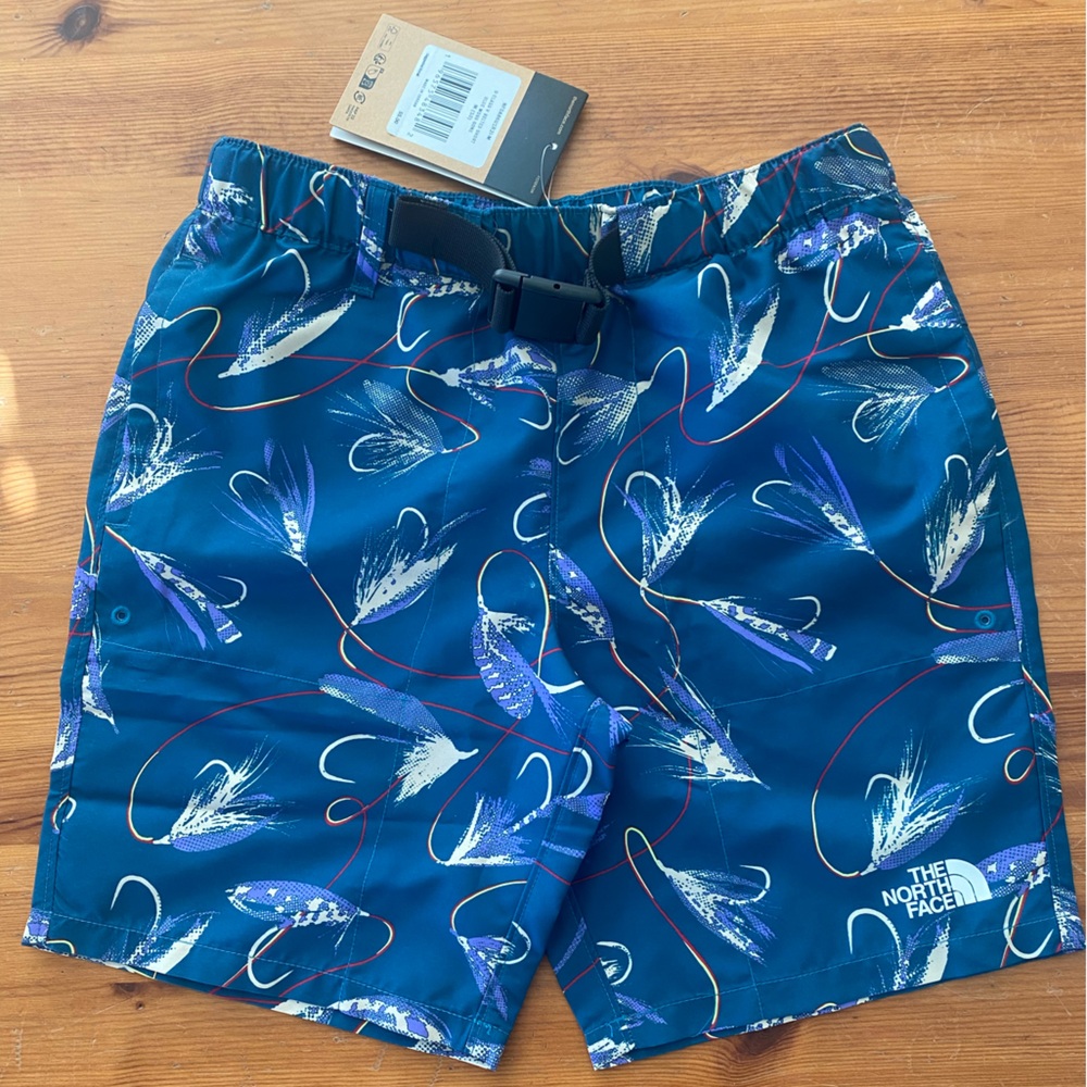 The North Face Belted Short Dark Green Teal Fishing Lure Hybrid Walk Boys M 10